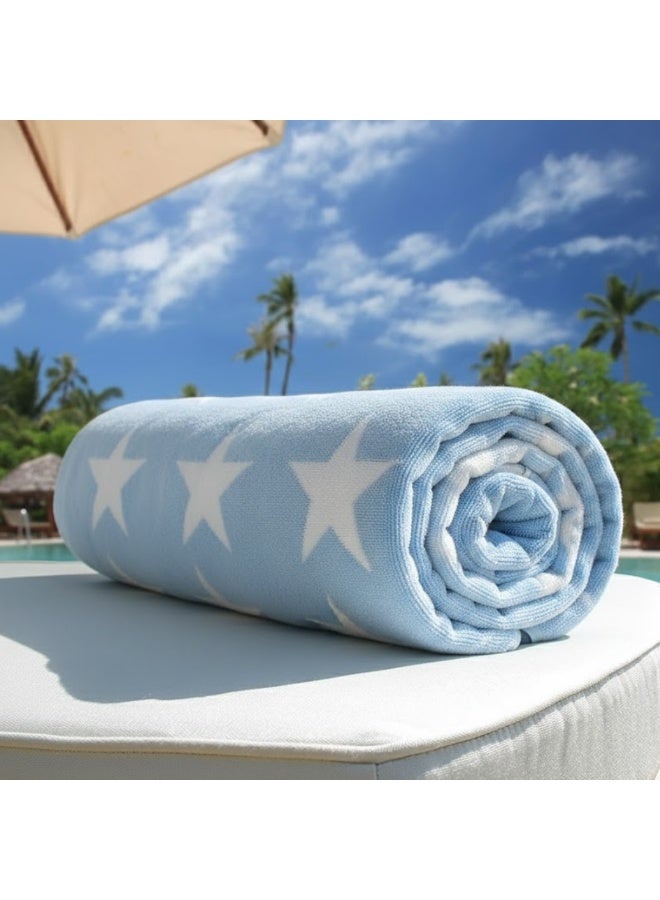 VELMORE Premium Multi Purpose Pool & Beach Towel – 100% Cotton, Ultra-Soft, Highly Absorbent, Quick Dry, Lightweight & Durable – Sky Blue - Image 3